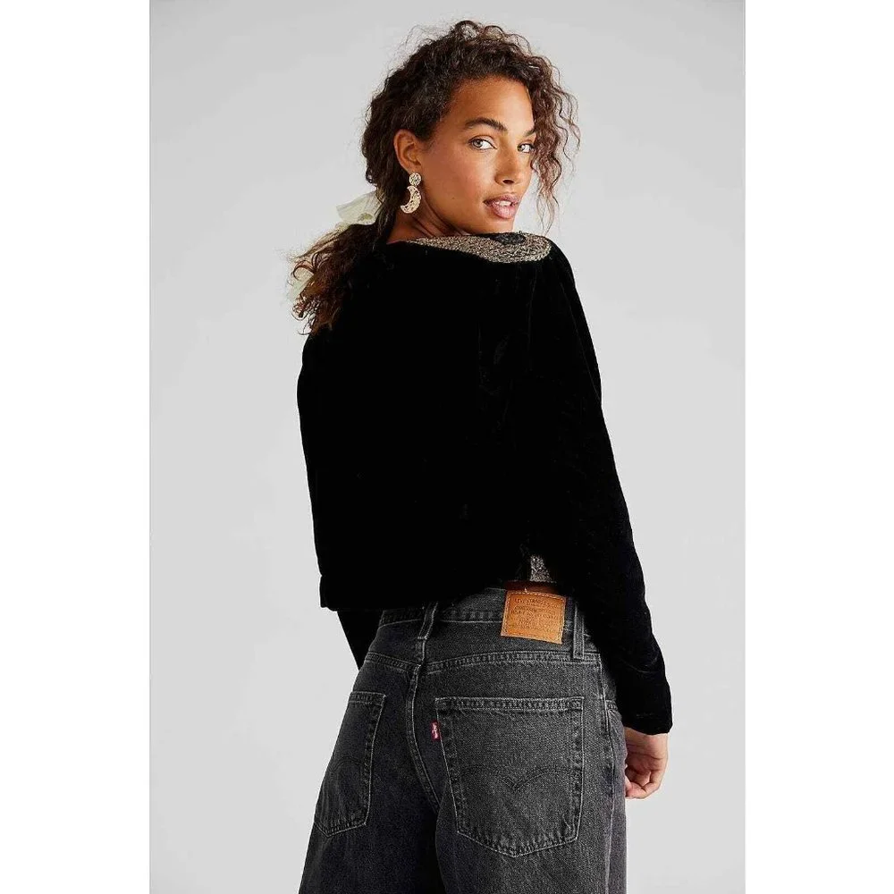 Free People Abbie Velvet Bed Jacket